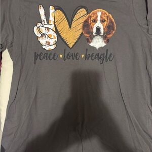 Gray Peace Love Beagle T-Shirt